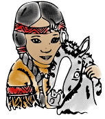 native american indian girl with horse